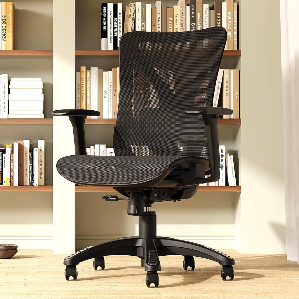 Ergonomic, Mesh Computer Desk Chairs with Adjustable Lumbar Support, 3D Armrests, Tilt Function, Comfy Wide Seat