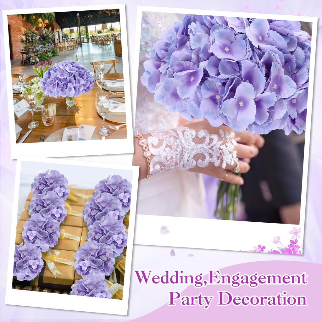 100 Pcs Orchid Hydrangea Artificial Flowers Bulk, 7.48 Inch