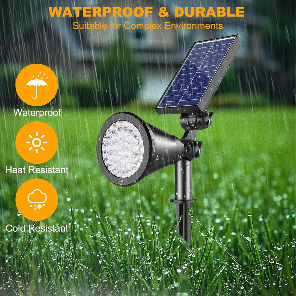 Solar Spot Lights Outdoor, 36 LEDs 1000LM Adjustable Solar Lights Outdoor Waterproof, 2-in-1 Solar Powered Spotlights