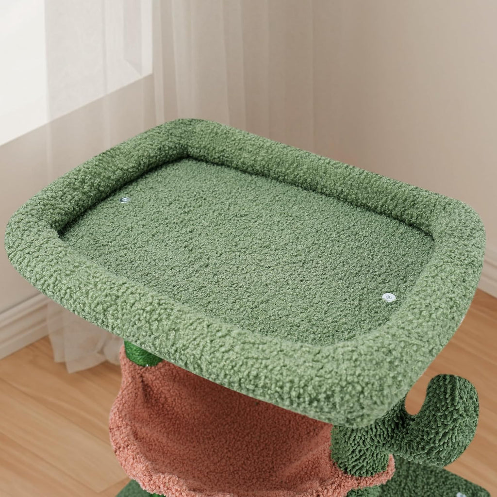 37.4" Cactus Cat Tree Tower with Twin Cat Condos for Indoor Cats