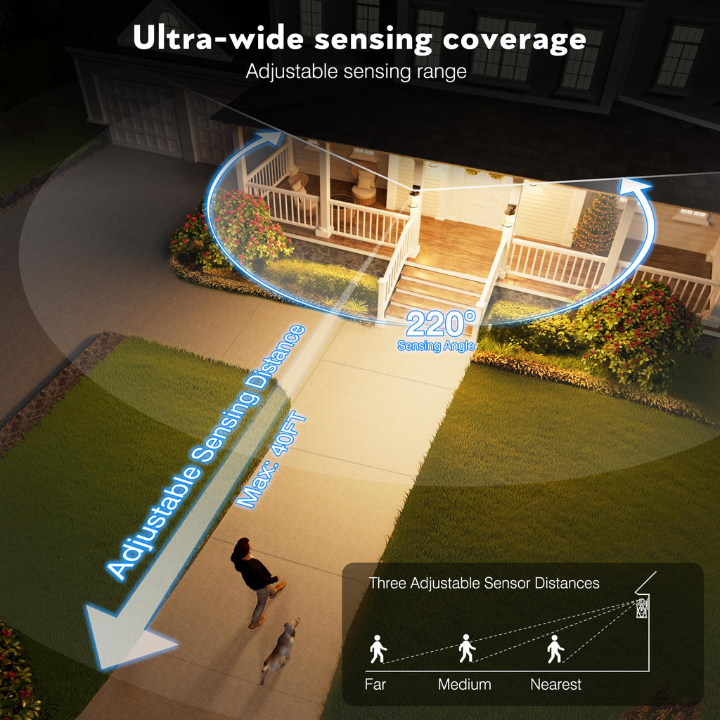 Motion Sensor Outdoor Lighting, Outdoor Wall Lights Wall Mount with Clear Glass, Black Dusk to Dawn Garage Light