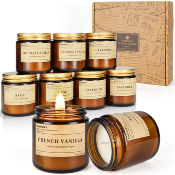 9 Pack Scented Candles Set, Vanilla, Lavender, Sage
