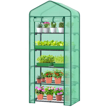 5 Tier Mini Greenhouse for Indoor Outdoor, Durable PE Cover, Seedling