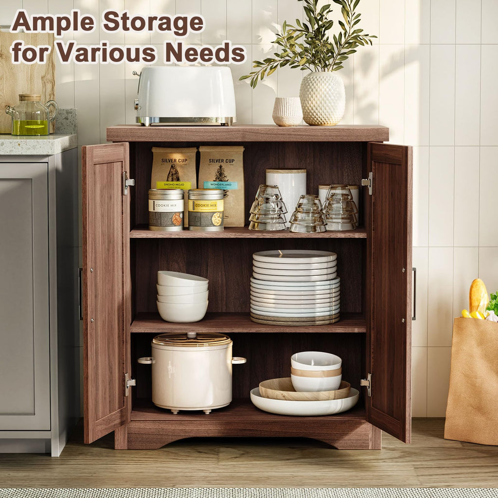 Fluted Sideboard Buffet Cabinet with Storage 29.84", Walnut