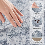 8ft Round Area Rug for Living Room: 8x8 Washable Neutral Modern Abstract Soft Thin Rug Indoor Floor 