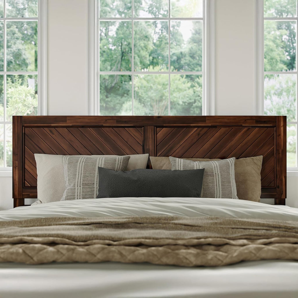 King Solid Wood Rustic Farmhouse Headboard, Barnwood