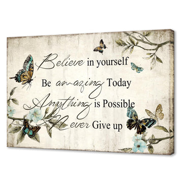 Inspirational Wall Art Encouraging Words with Butterfly Picture Canvas Artwork Motivational Quote Poster Framed