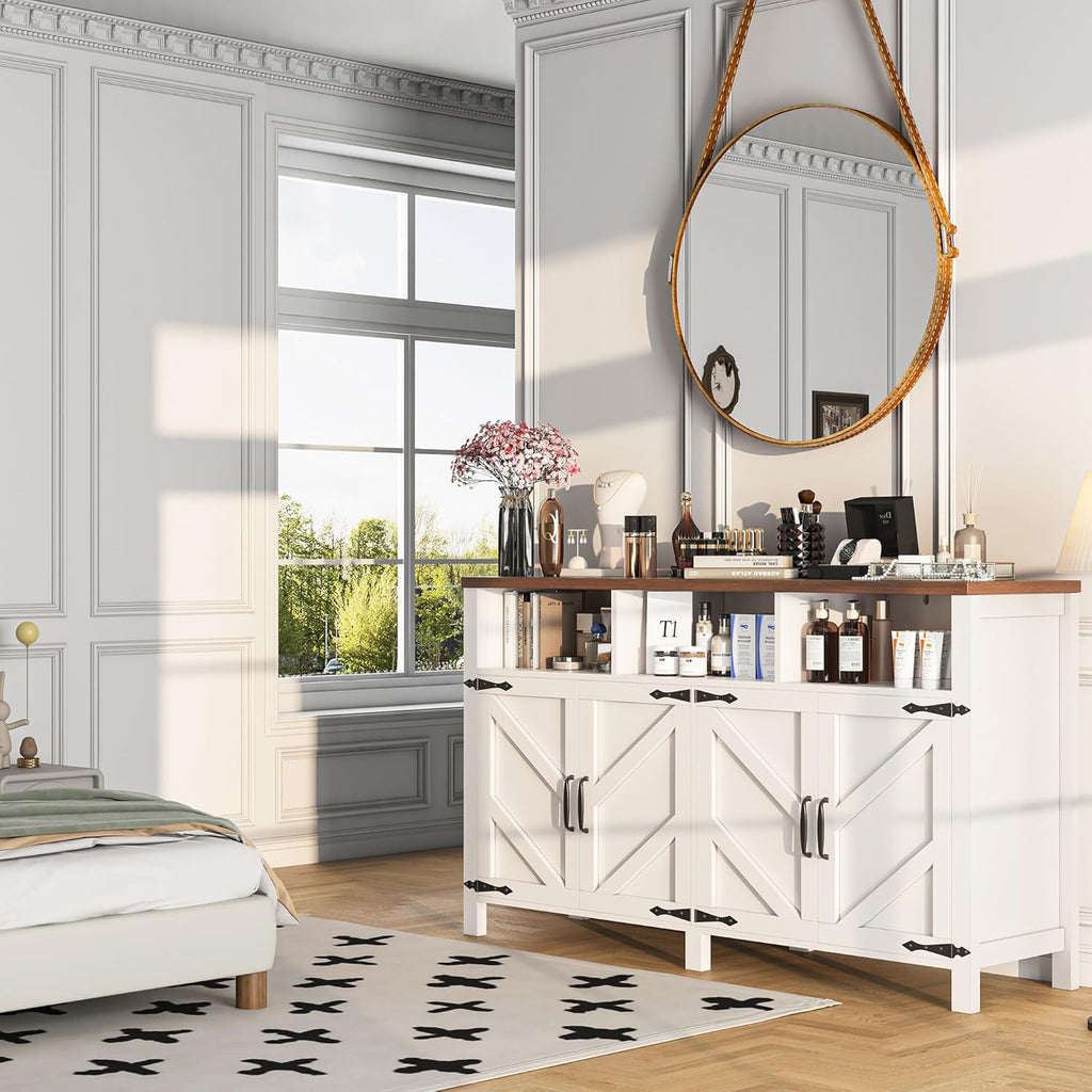 Buffet Sideboard with Storage Farmhouse with 4 Doors