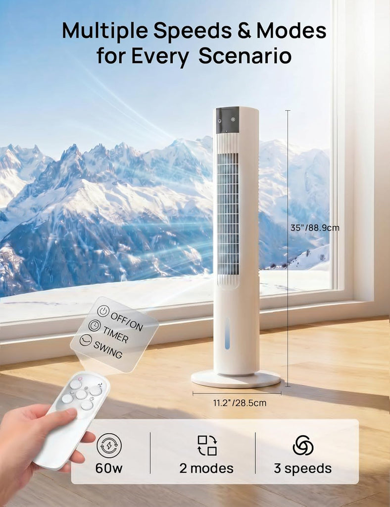 Portable Air Conditioners, 35" Evaporative Air Cooler, 3-In-1 AC Tower Fan That Blows Cold Air, 3 Speeds, 4 Ice Packs