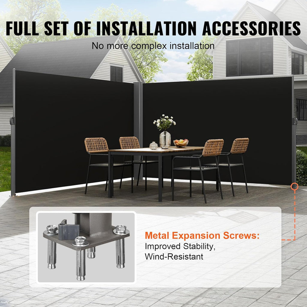 Retractable Side Awning, UV 50 71''x 236'' Full Aluminum Rust-Proof Patio Sunshine Screen, 280 g Thicken Privacy