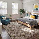 8x10 Fluffy Shag Area Rug, Soft Plush Non-Slip Carpet for Bedroom Kids Room Beige