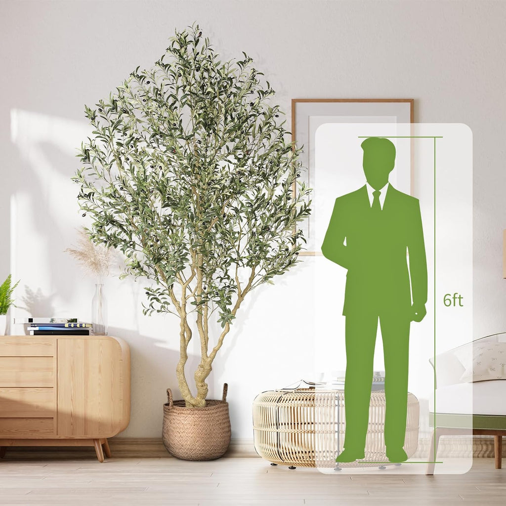 Large Artificial Olive Tree 8ft with Thick Trunk & Realistic Leaves