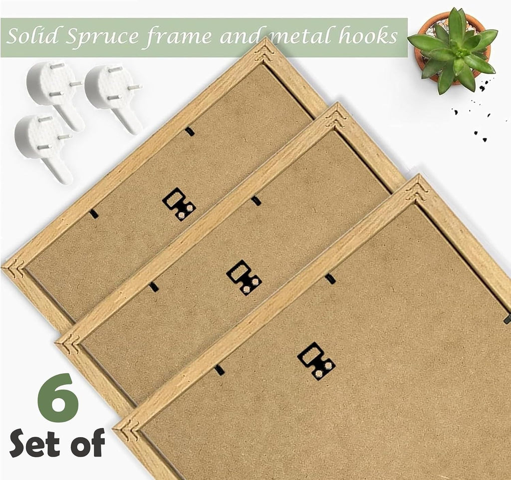 Framed Eucalyptus Sage Green Botanical Plant Wall Art Canvas Decor Set of 6, Leaves Prints Posters, Flower Wall Art