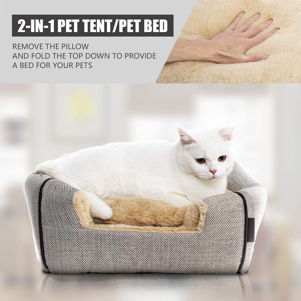 Cat Bed for Indoor Cats - Cat Cave Beds Cat House Cat Tent with Removable Washable Cushioned Pillow