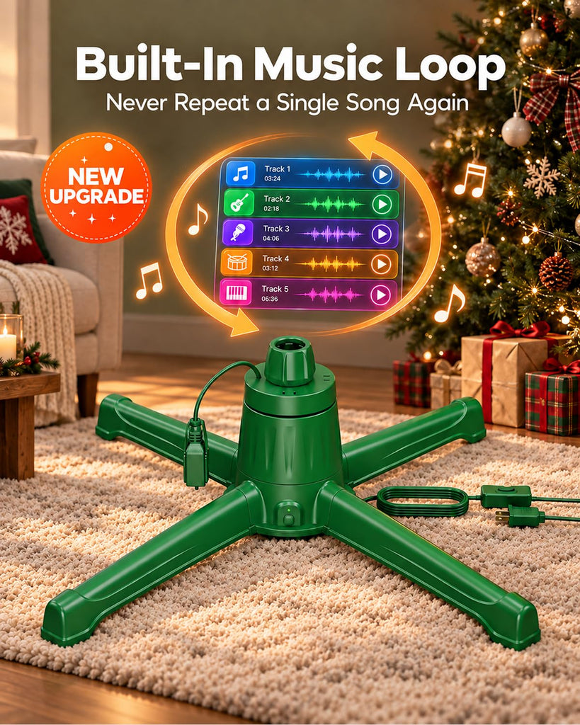 Musical Rotating Christmas Tree Stand with Remote & Memory Function