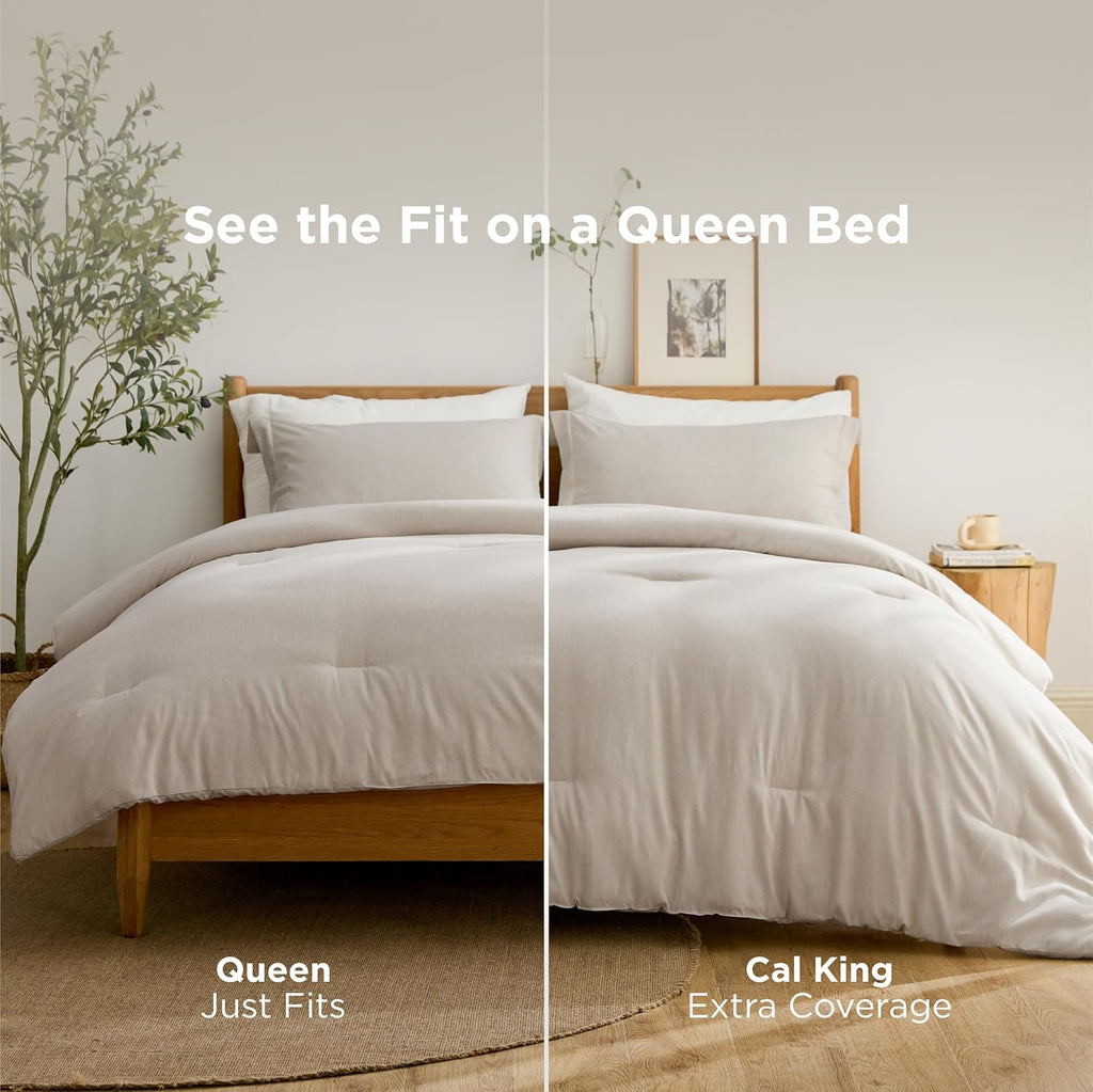 Comforter Set - Beige Soft Bedding for All Seasons, Cationic Dyed Bed Set, 3 Pieces