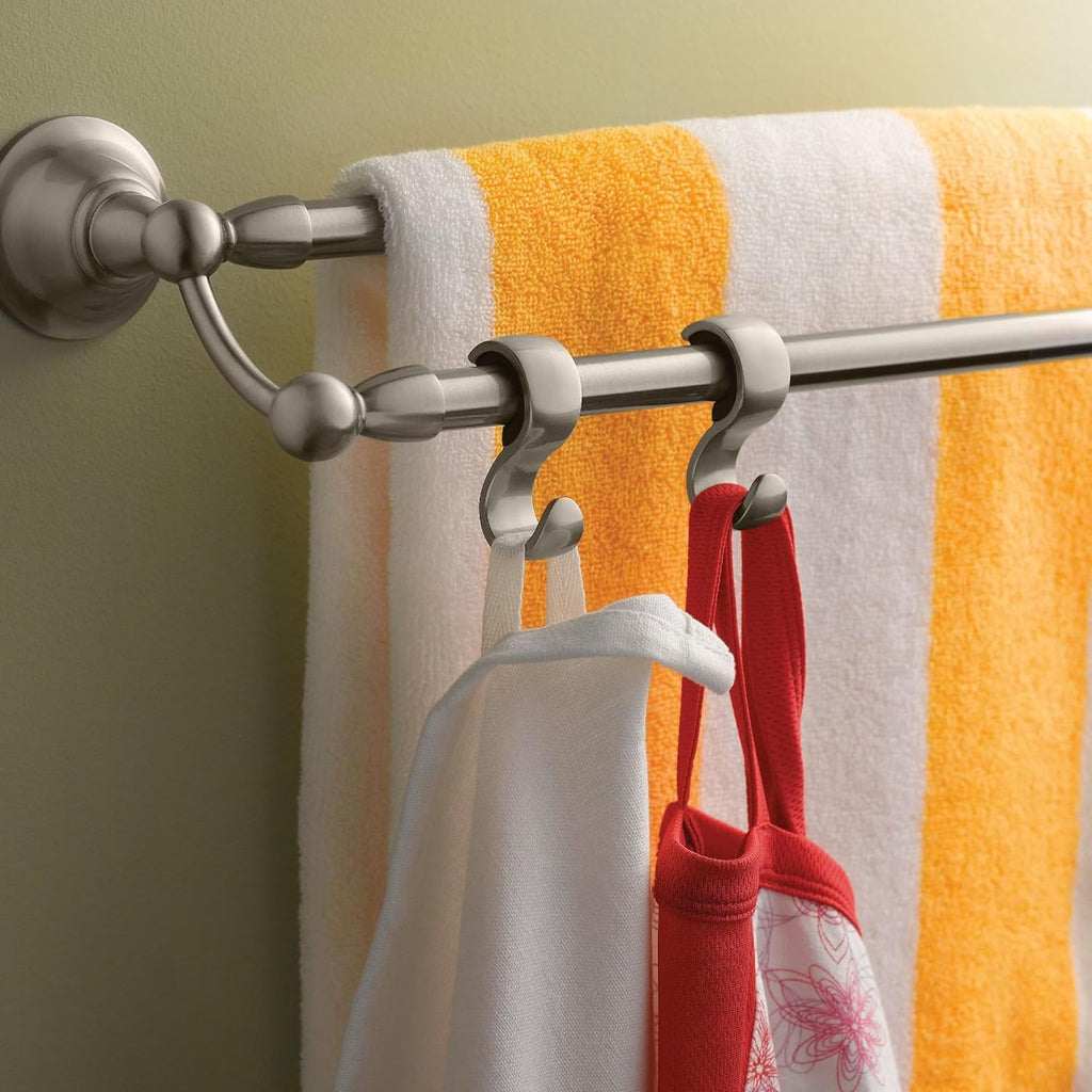 Sage Collection Spot Resist Brushed Nickel 24-Inch Double Bathroom Towel Bar, Wall Mounted Bath Hanger with Two Rods