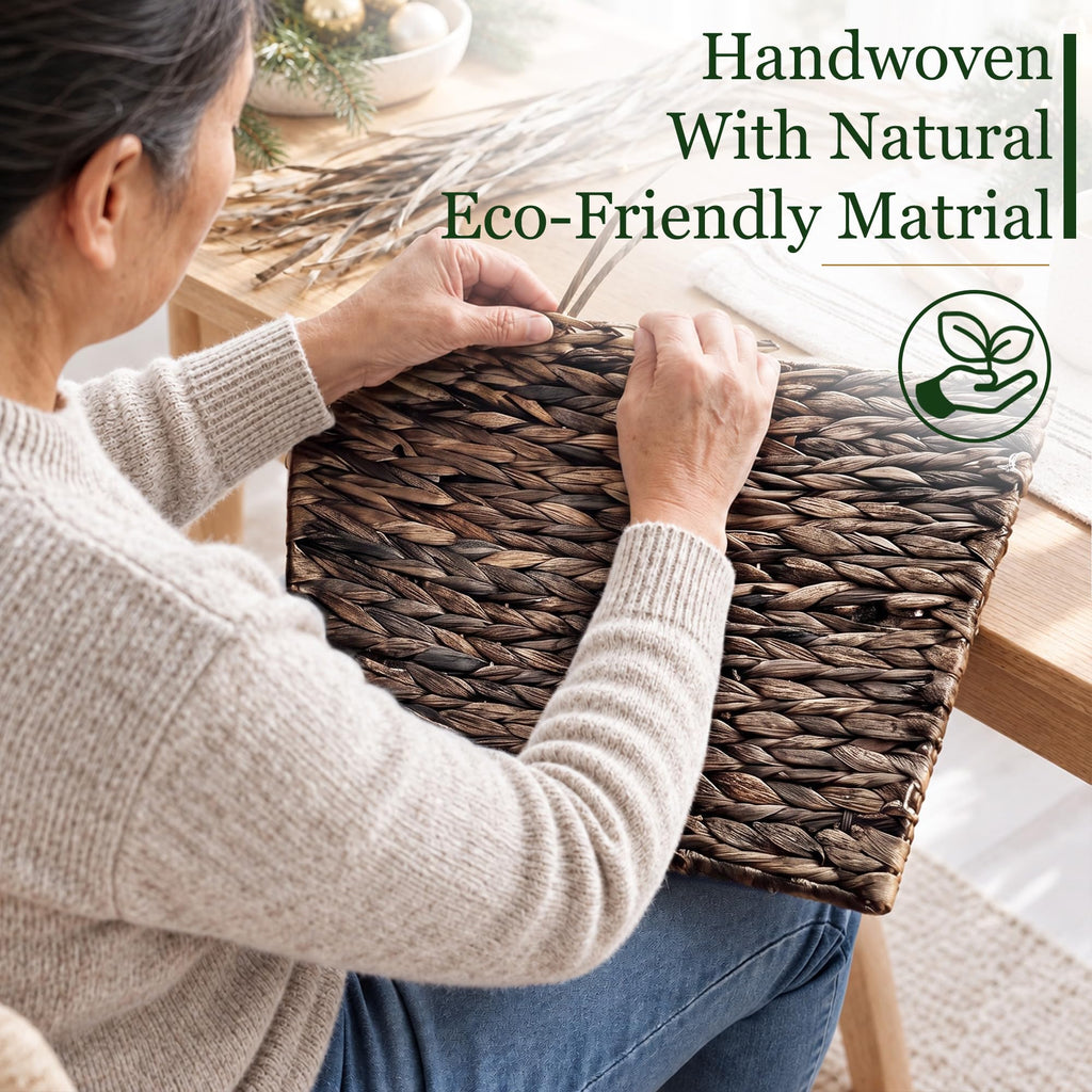 24" Rattan Christmas Small Tree Collar for 4-6ft Artificial Trees, Hand-Woven Wicker Tree Skirt Base Cover with Cord