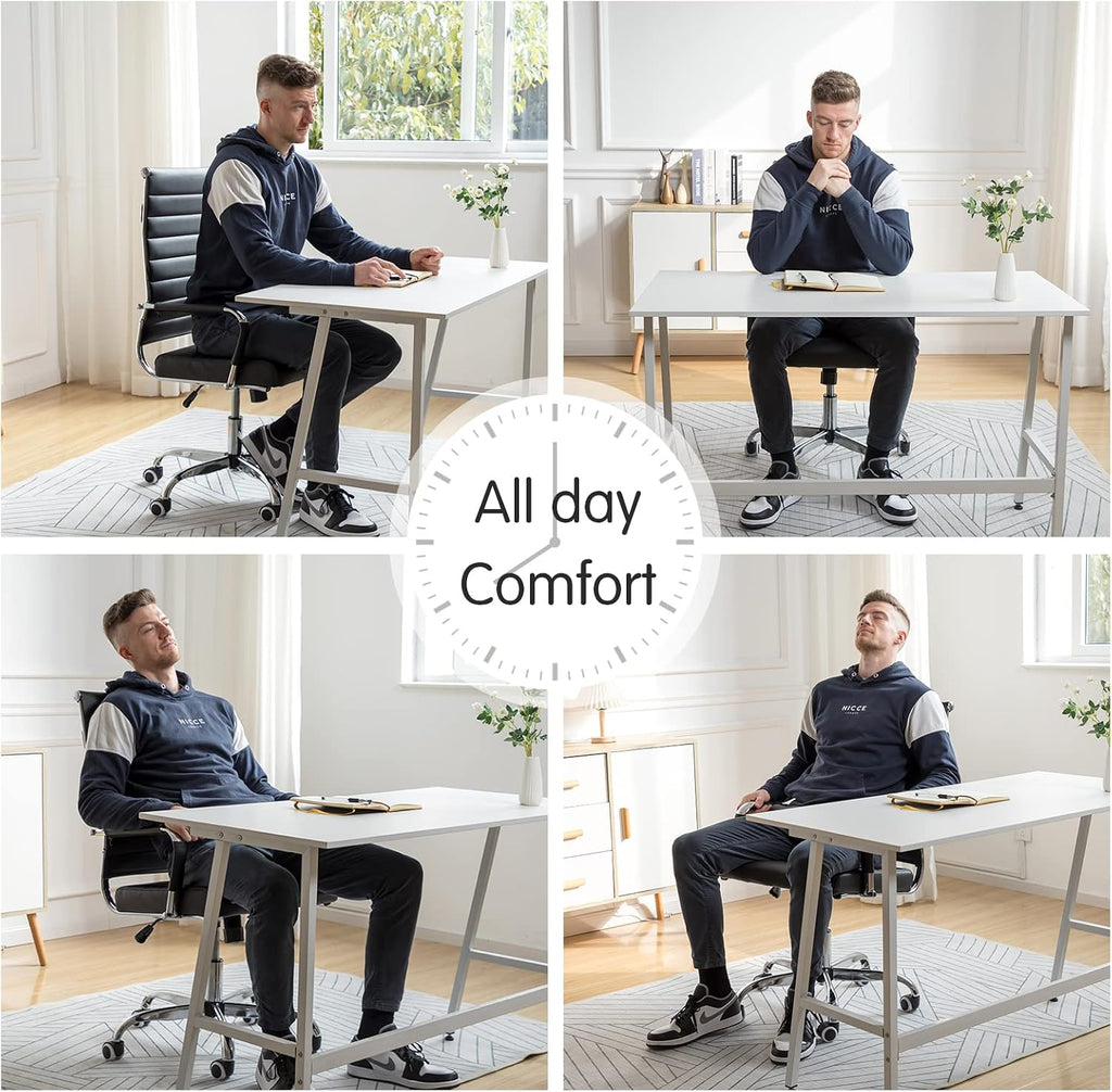 Home Ribbed, Modern Leather Conference Room Chairs, Ergonomic Office Desk Chair, High Back Executive Computer Chair