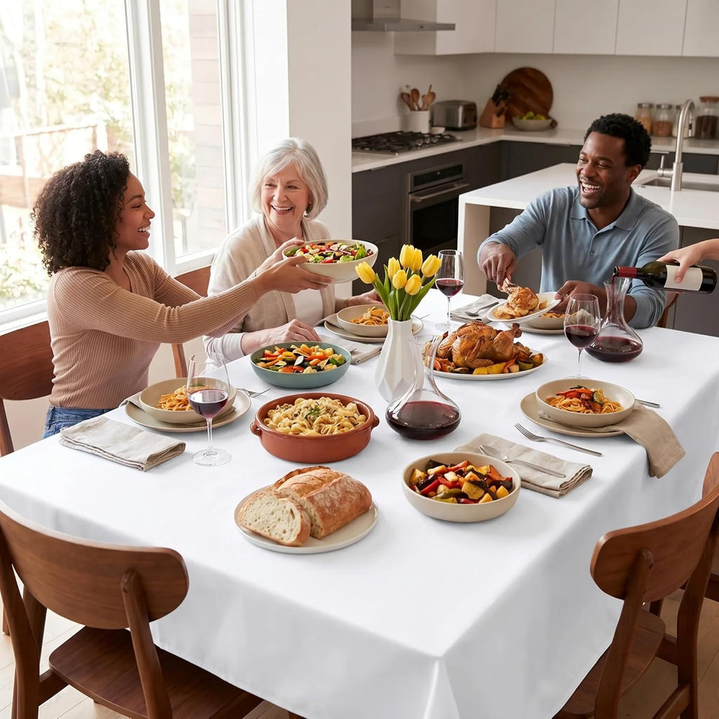 Tablecloth White Table Cloth Tabletop Cover Kitchen Dining Tablecloth 100% Cotton Great for Parties 