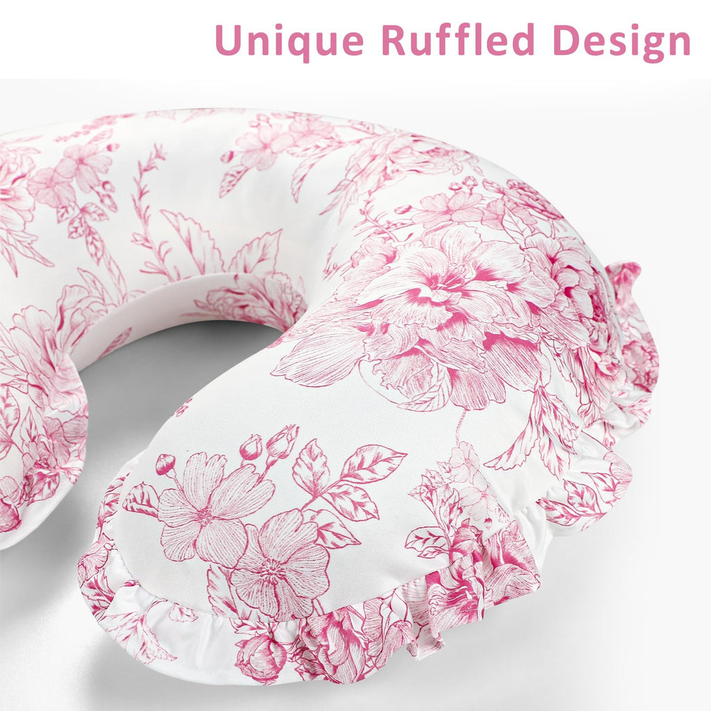 Nursing Pillow Cover, Removable Ruffled Pillowcase for Breastfeeding Pillows, Ultra Soft Comfortable Slipcover for
