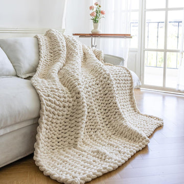 Chunky Knit Blanket - Luxury Soft Cozy 50 * 60 Throw Blanket,100% Woven Blanket Rope Knot Throw Blanket, Gift