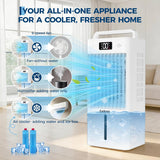 2.6 GAL Swamp Cooler with Touch & Remote Control, 3 Modes & 6 Speeds, 3-in