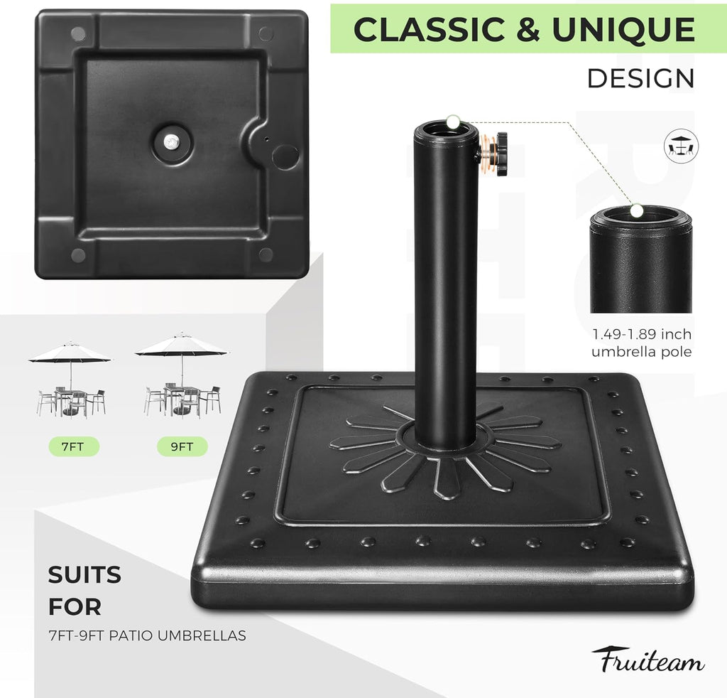24lbs Prefilled-Umbrella-Base, 15" Square Patio Umbrella Stand Weight