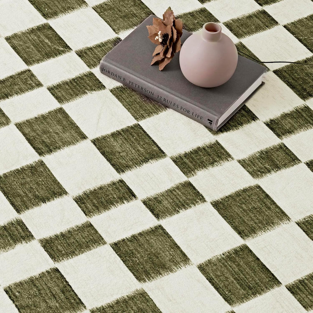 Checkered Plaid Area Rug 2x10, Soft Fuzzy Faux Wool Rugs Washable Anti Slip Rugs Long Runner Carpet 