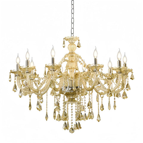 Cognac K9 Crystal Chandeliers Lighting Fixture 10 Lights, Modern Crystal Ceiling Lights, E12 Crystal Pendant Light Fixtures for Home Store Hallway (10 Lights) A110-B09BM3L1F4