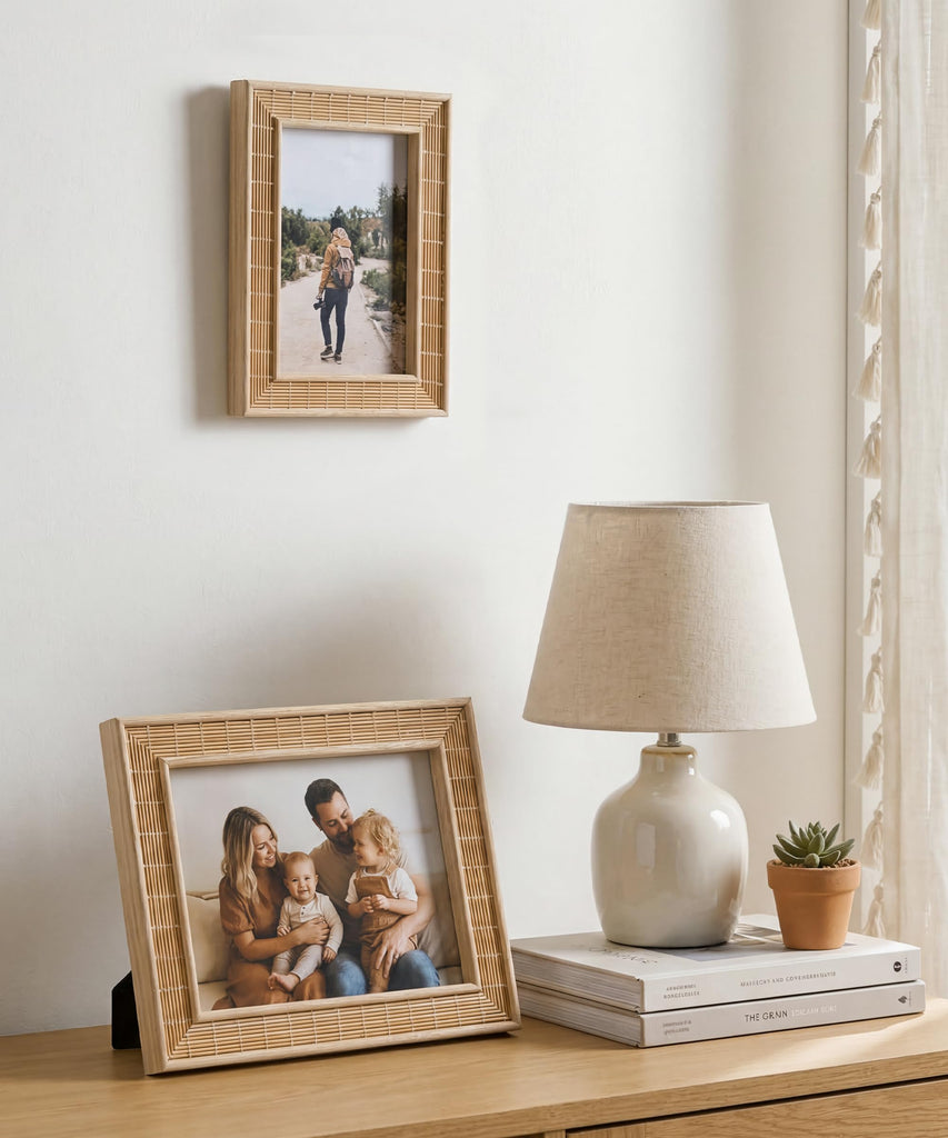 4x6 Bamboo Picture Frame Boho Rattan Wicker 4 x 6 Photo Frame