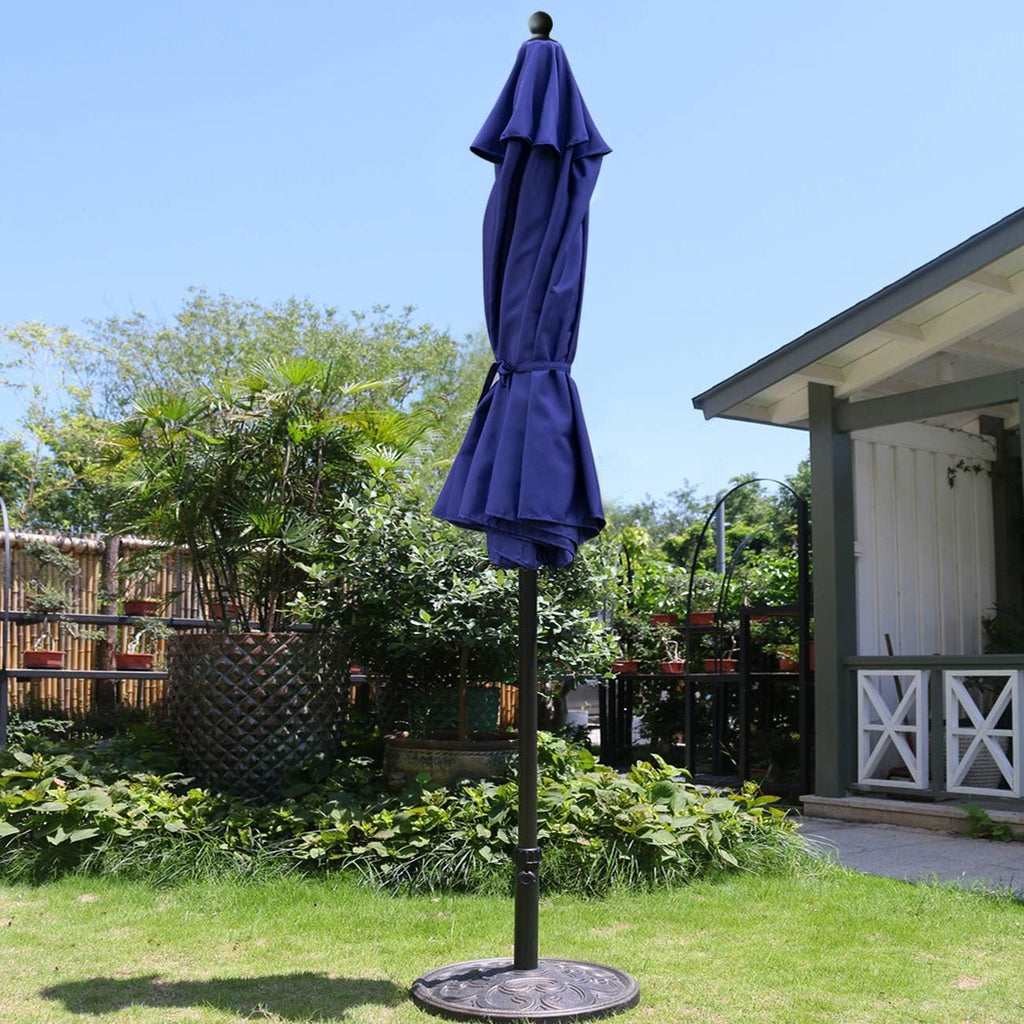 9Ft Patio Umbrella Outdoor Table Umbrella with 8 Sturdy Ribs (Navy Blue)