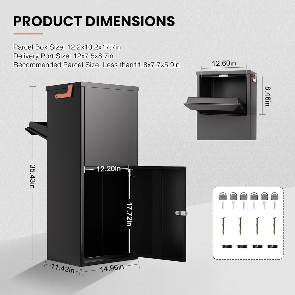 Parcel Drop Boxes 15.24" x 11.42" x 35.47" Cold-Rolled Sheet Package Delivery Boxes