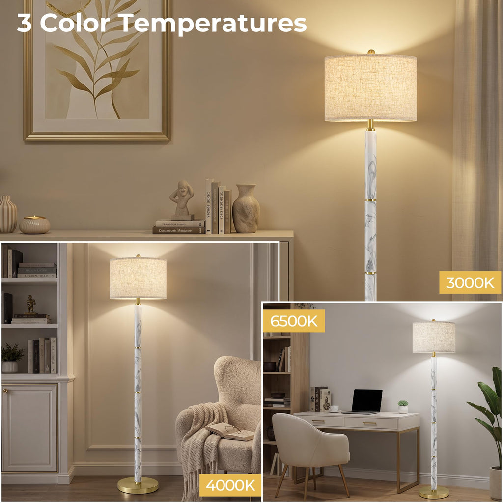 Floor Lamps, 63" Modern White Marble Pattern Standing Lamp