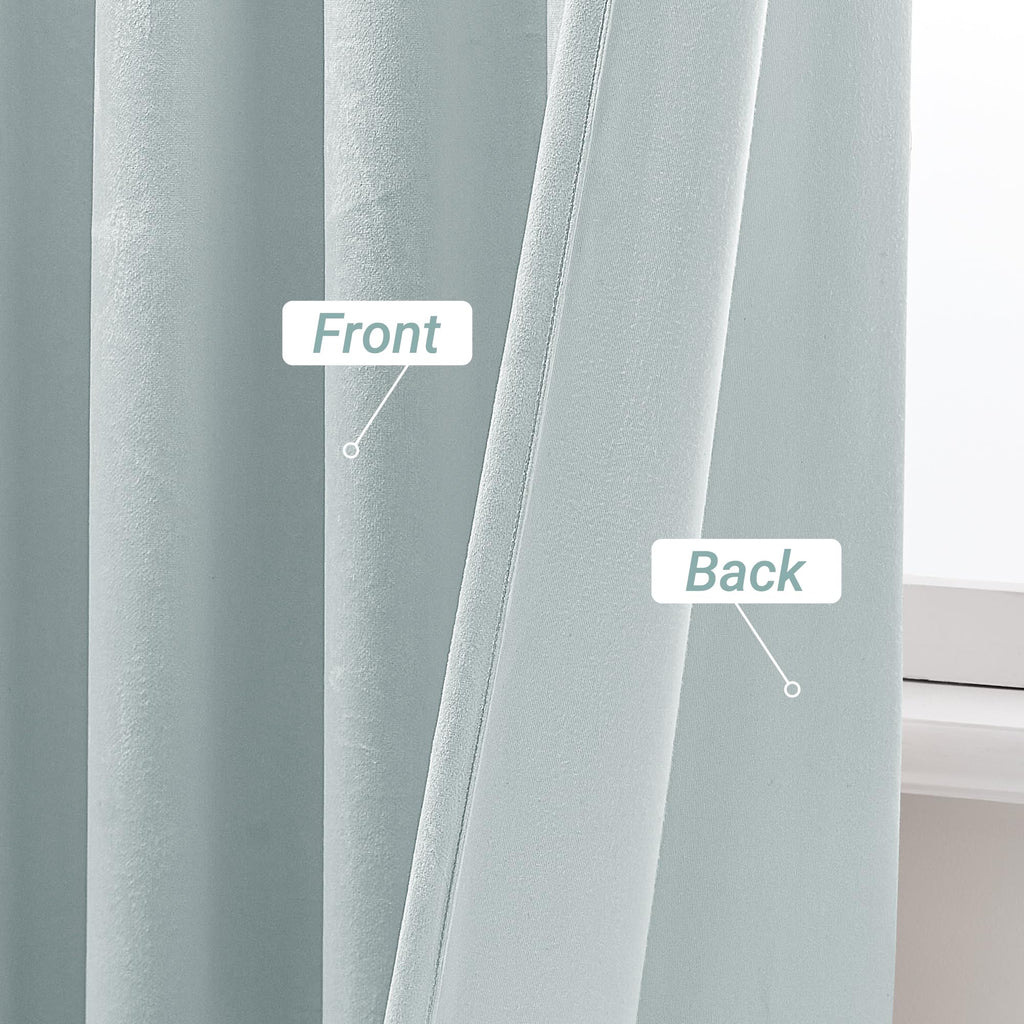 Grayish Blue Trible Pinch Pleat Velvet Curtains 2 Panel Set 40x72