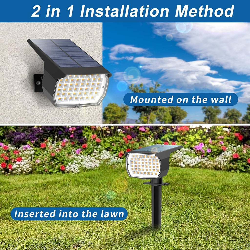 Solar Spot Lights Outdoor Waterproof 6 Pack Landscape Spotlight Cool White | Waterproof IP65, 46 LEDs, 3 Modes Auto