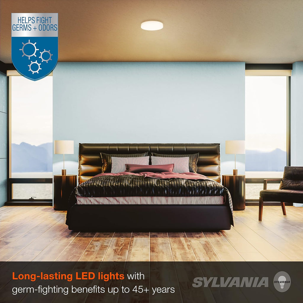 Sylvania 13" Flush Mount Light Fixture with LightSHIELD Technology, Germicidal, 18W=100W, 1260 Lumens, Dimmable