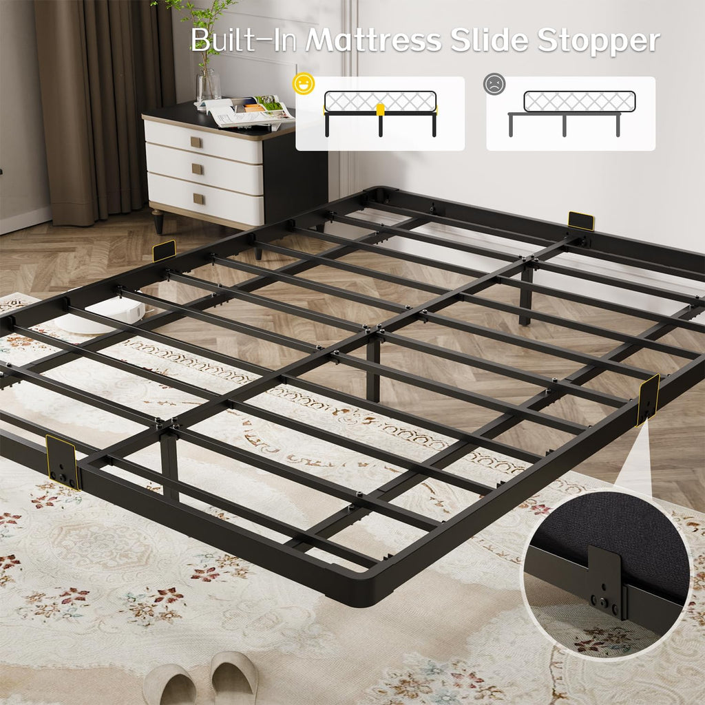Floating Bed Frame Full with Smart LED Lights and Charging Station
