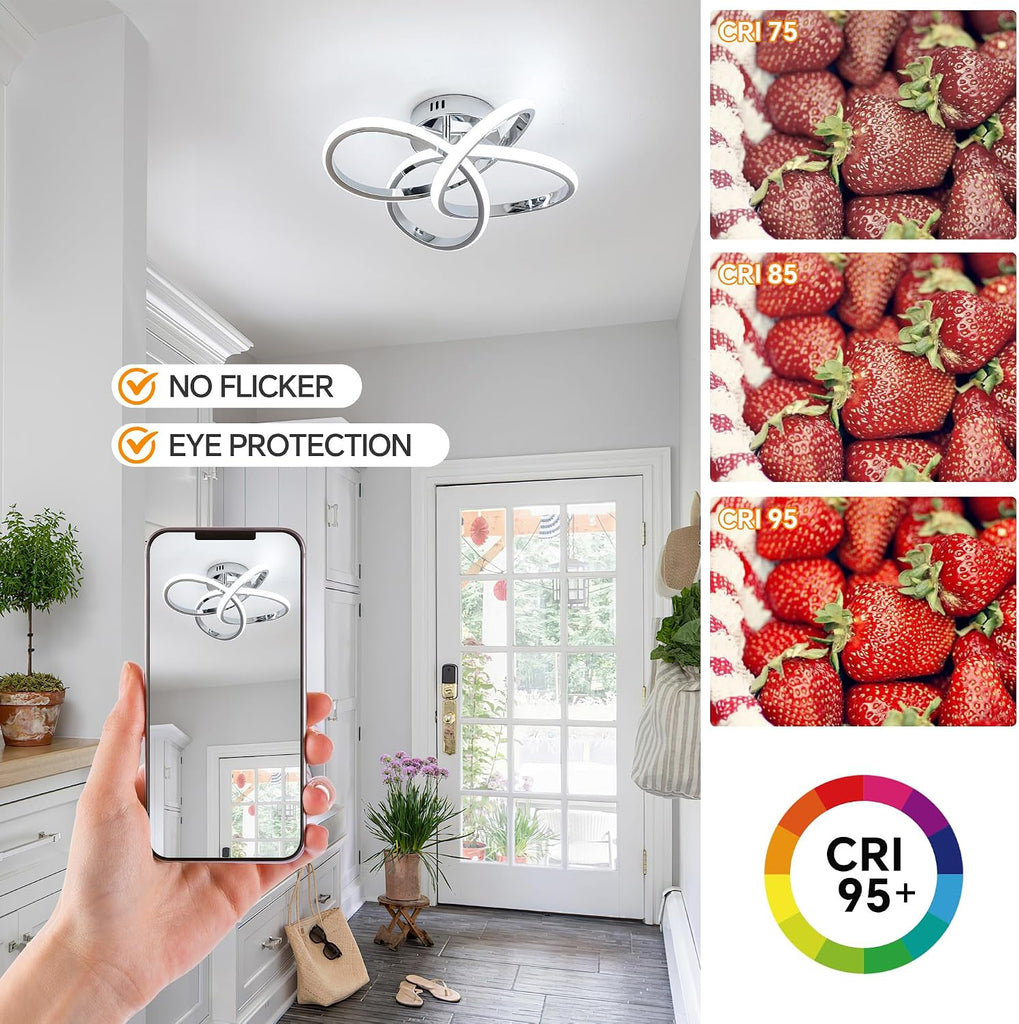 Modern LED Ceiling Light with Remote Control, Stepless Dimming, 3000-6000K Selectable, 36W, Dimmable LED Chandelier