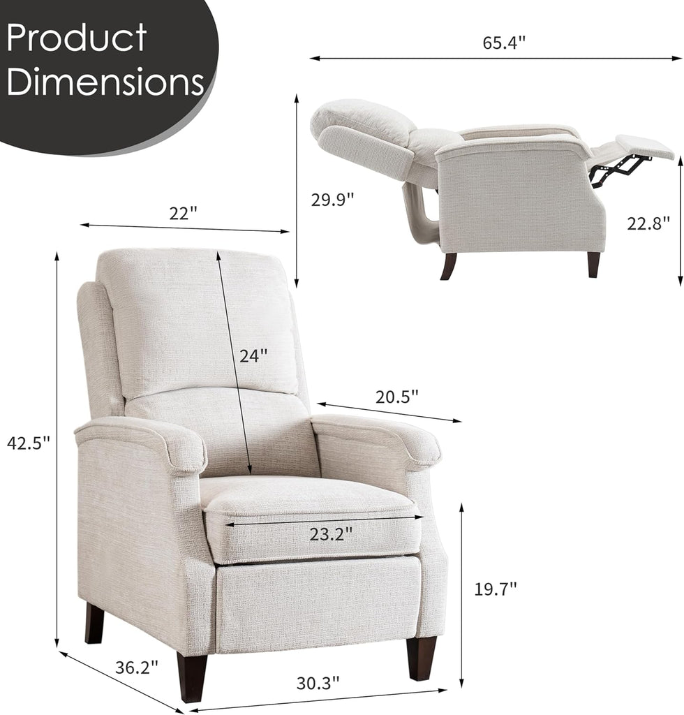 Recliner Chair, Fabric Recliner with Soft Armrest