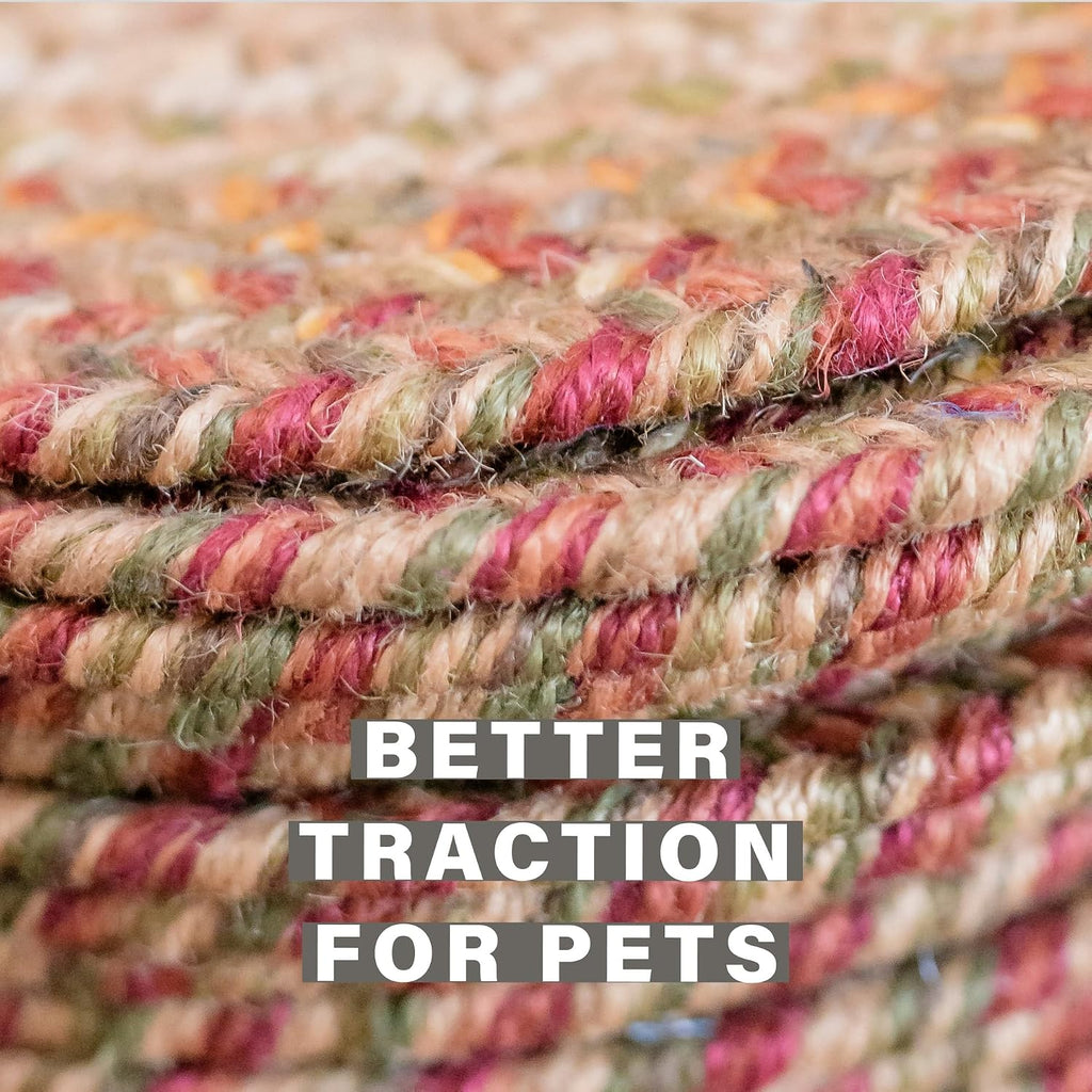 Harvest Jute Braided Stair Treads, Oval 8x28 Set of 13 | Multicolor Non Slip Rugs for Staircase and Protects Hardwood
