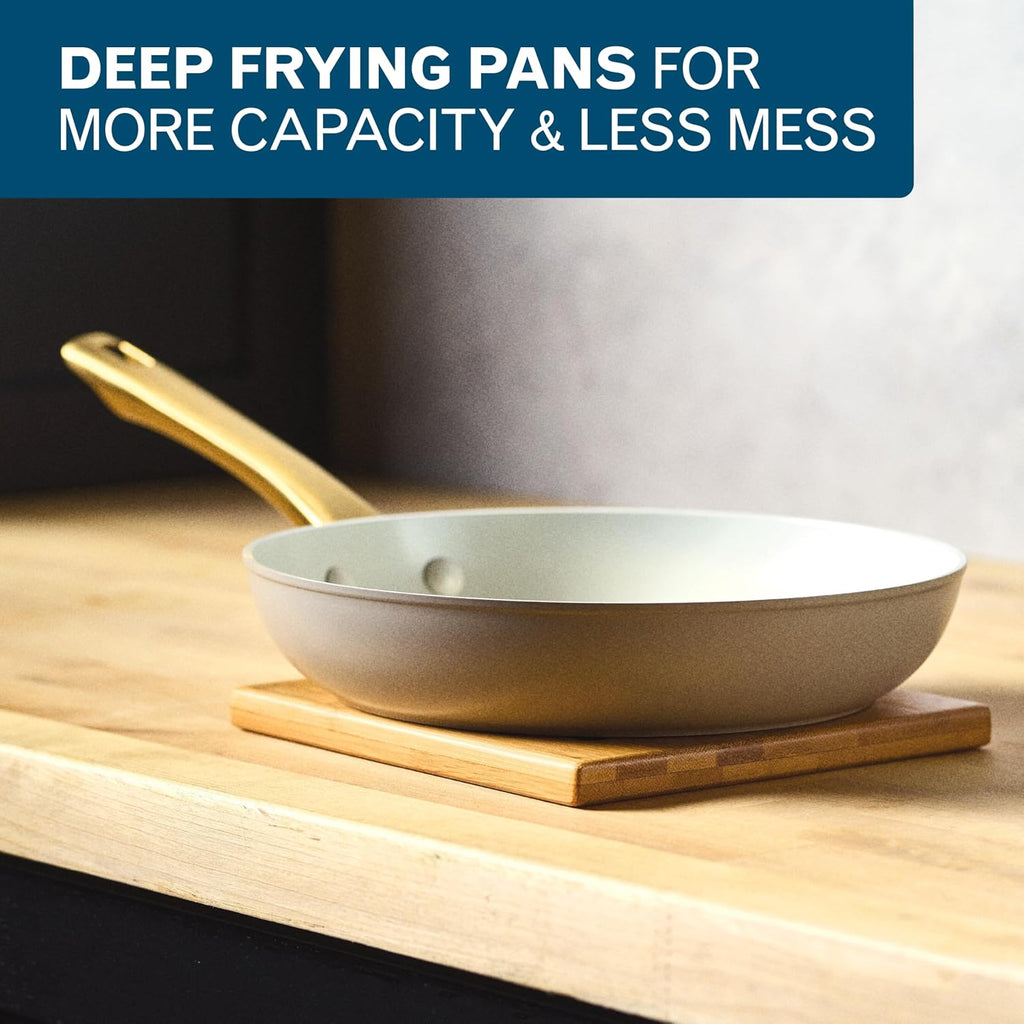 Forged Induction Ceramic Nonstick Cookware Set, 12-Piece, Taupe Pots & Pans