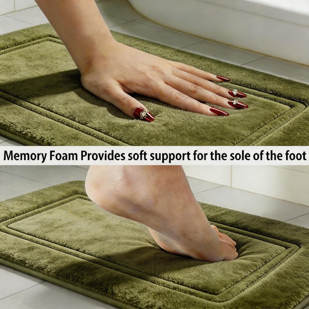 Bathroom Rugs Set Memory Foam Mats Non-Slip Bath Rug Set 3 Piece,Washable Bathroom Mats,Absorbent Shaggy Rug Super