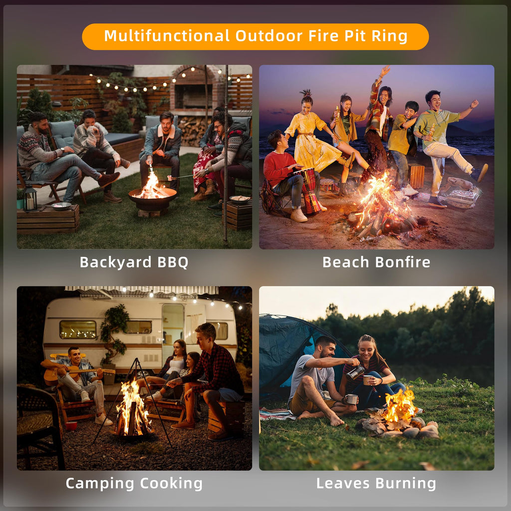 Outdoor Smokeless Fire Pit Ring, 48 Inch Round Steel Fire Ring Insert