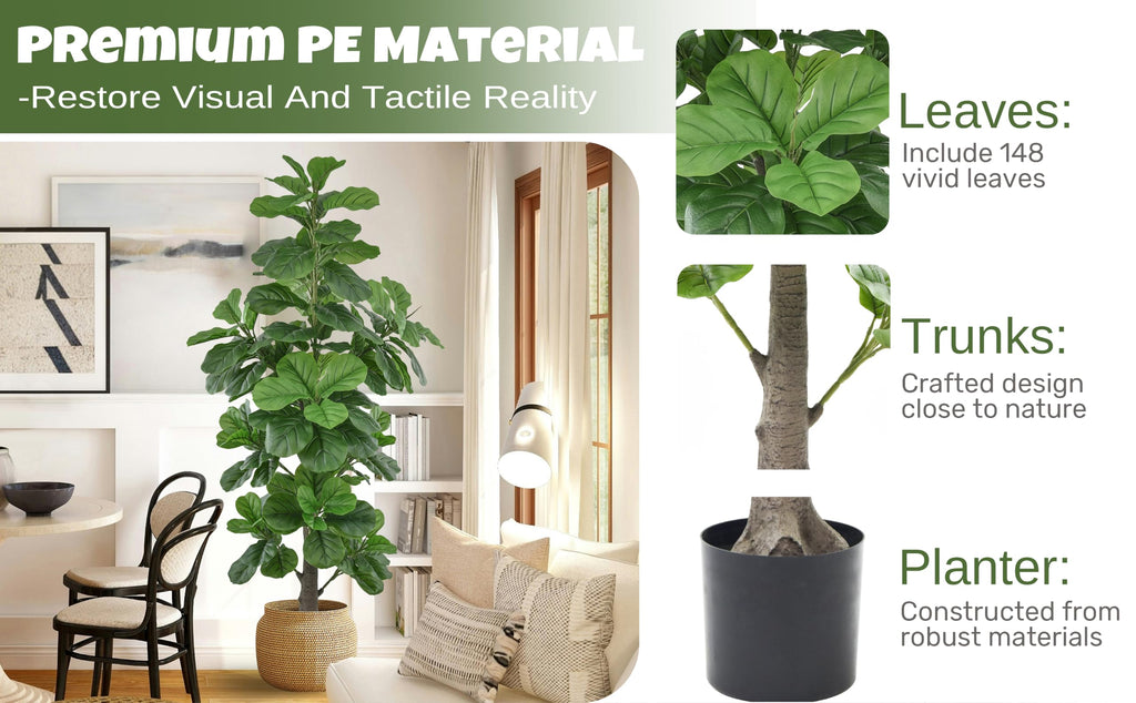 Artificial Fiddle Leaf Fig Tree 6FT with Thick 148 Leaves