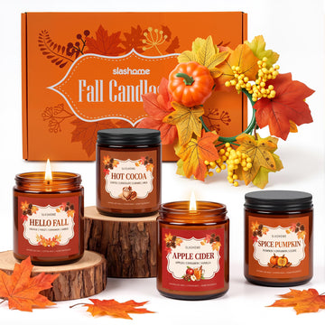 Fall Candles Set Fragrance, 4 Pack 7 oz