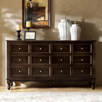 Transitional Solid Wood Sideboard with Adjustable Shelves, 58" Spacious Storage Sideboard