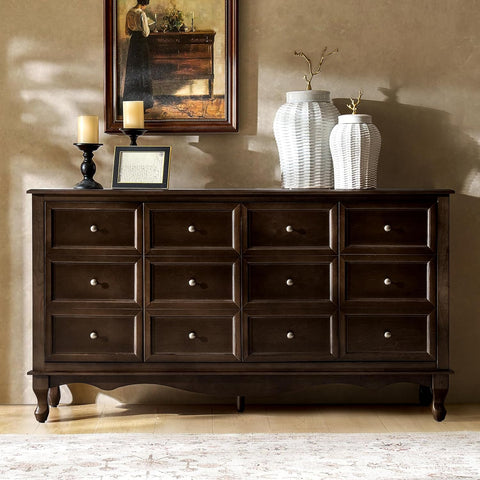 Transitional Solid Wood Sideboard with Adjustable Shelves, 58" Spacious Storage Sideboard