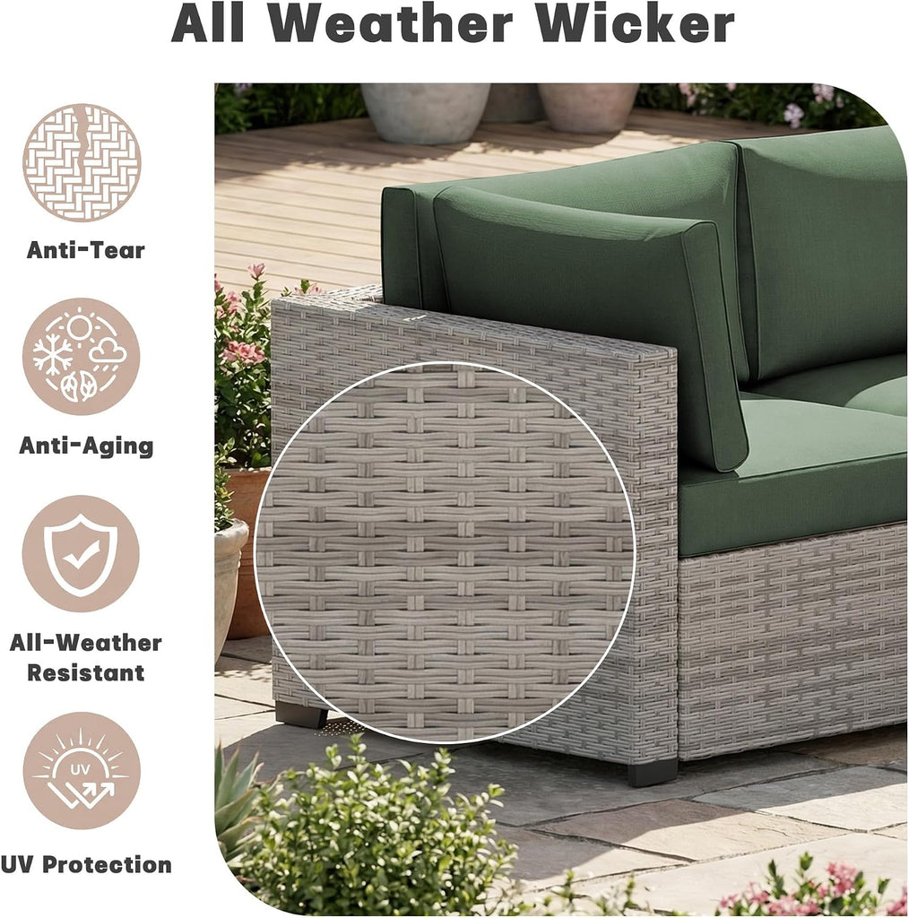 Patio Furniture Set 7 Pieces Conversation Set Wicker Outdoor Sectional Sofa,Ergonomic Armrests Couch with Cushion and
