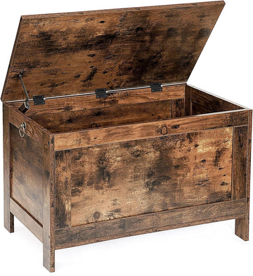 Toy Box, Retro Wooden Look Storage Chest with Safety Hinge, Entryway Storage Bench Supports 220 lb, 29.9 x 15.7 x
